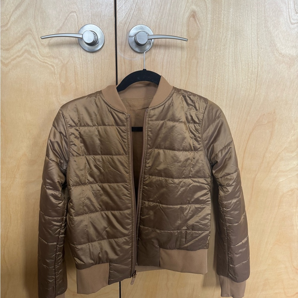 Lulu Lemon Brown Quilted Bomber Jacket
